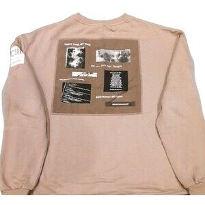 HM H&M Divided MXIIIC Never Say Never Tan Oversize Crew Neck Sweatshirt NEW Sz M